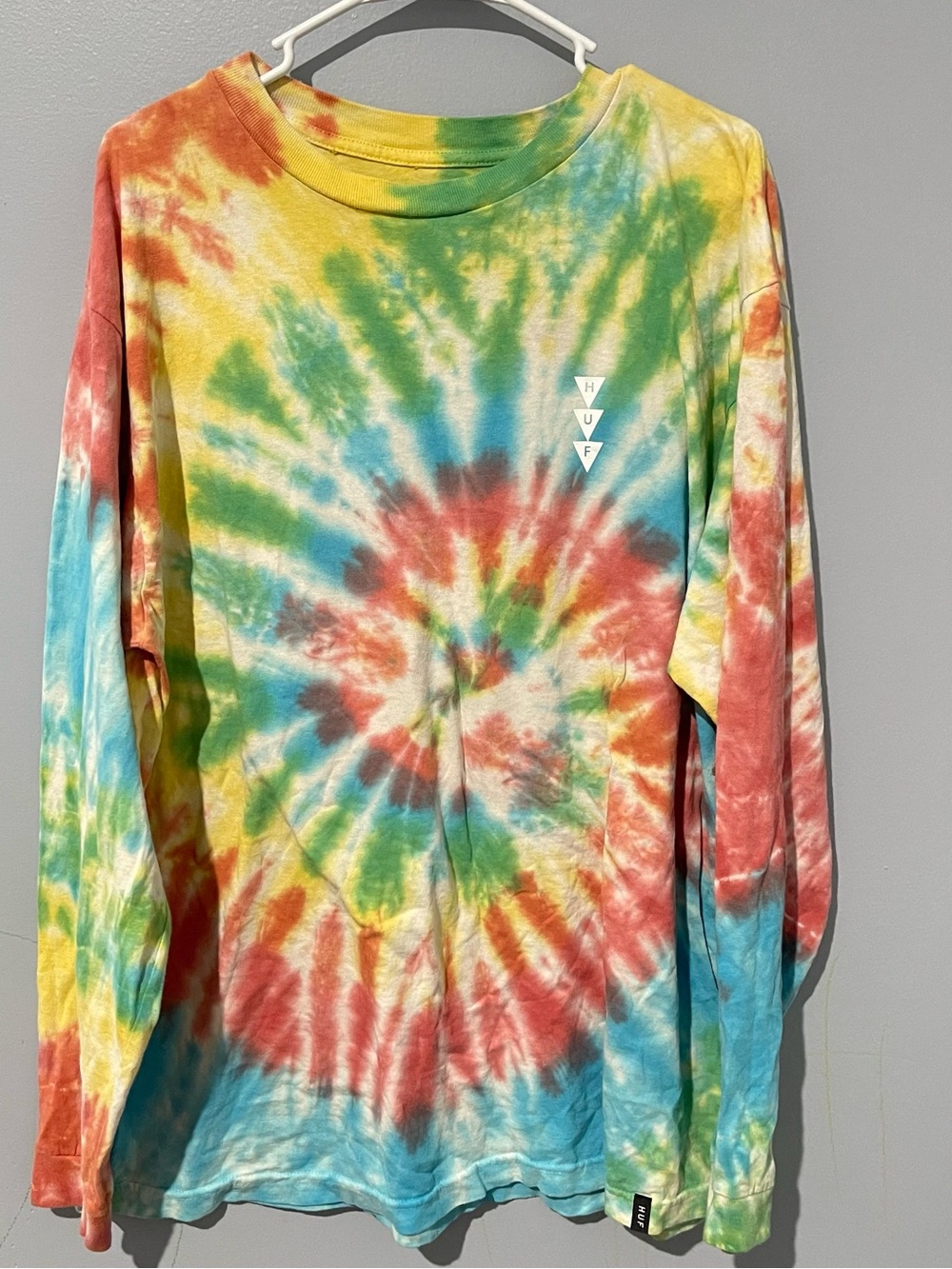 HUF Men’s Long Sleeve Tie Dye Shirt | Size Large
